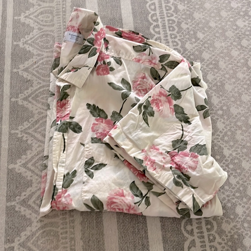 Men’s short sleeve button down - pink floral print